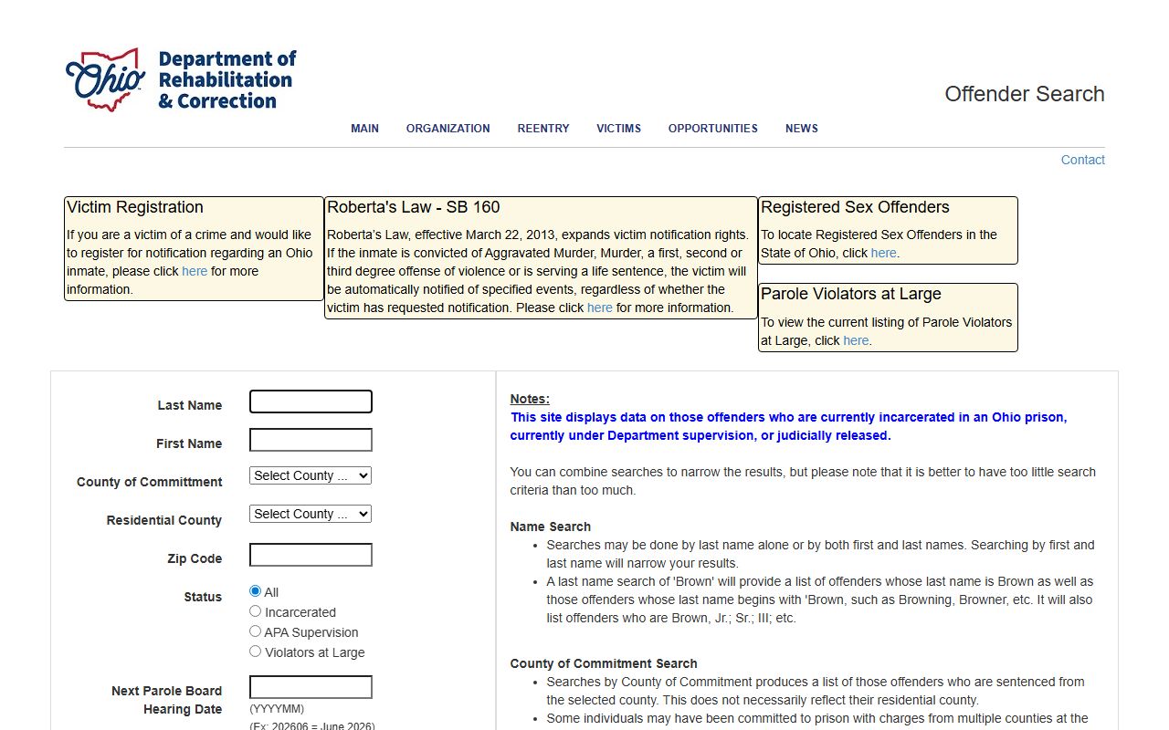 Morgan County inmate population state prison lookup through Ohio Offender Search